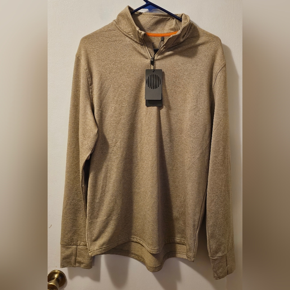 Motion Men's Quarter‎ Zip Lightweight Pullover Beige Size Medium NWT